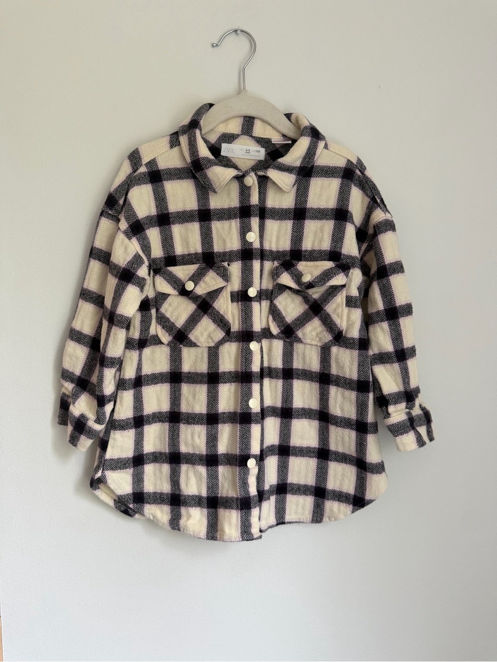Zara Kids Plaid Button-Down Shacket (Size 4-5)